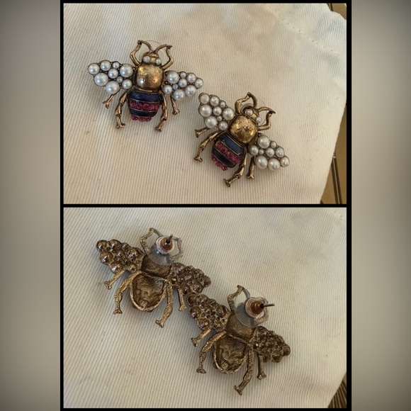 Vintage-Inspired Gold and Pearl Bee Brooch Set - Picture 3 of 4